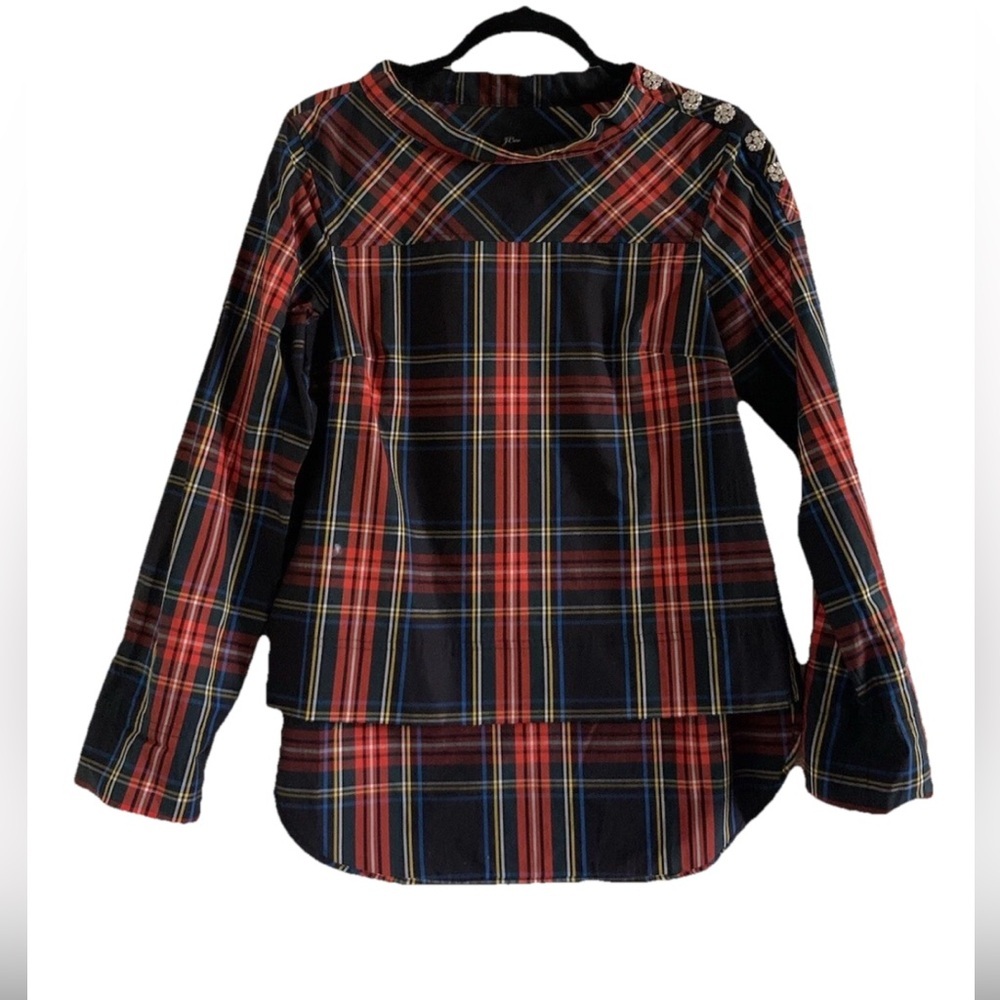 J. Crew Multicolor Plaid Shirt size op stretch